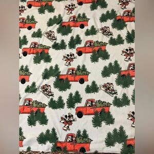 Red Truck Holiday Kids Double Layer Fleece Blanket with Green Trees